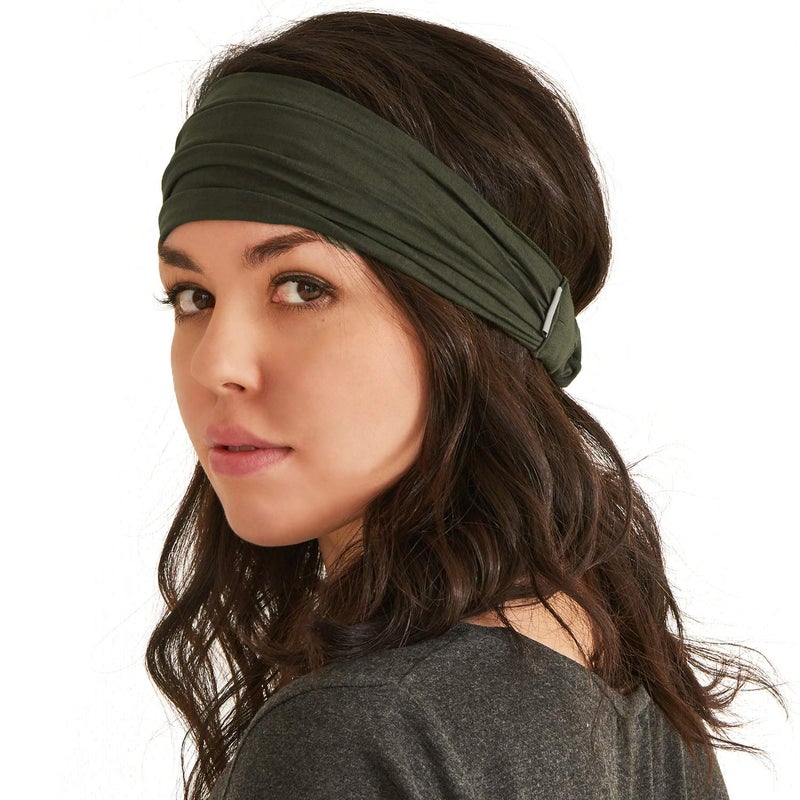 CHARM Khaki Japanese Bandana Headbands for Men and Women â€“ Comfortable Head Bands with Elastic Secure Snug Fit Ideal Runners Fitness Sports Football Tennis Stylish Lightweight L - Image 1